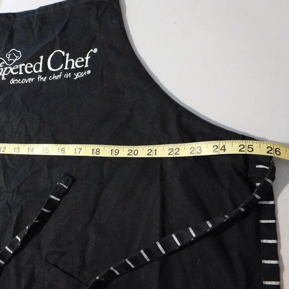 Pampered Chef Apron Black and White Polka Dot.  Brand Across Chest - Picture 6 of 8